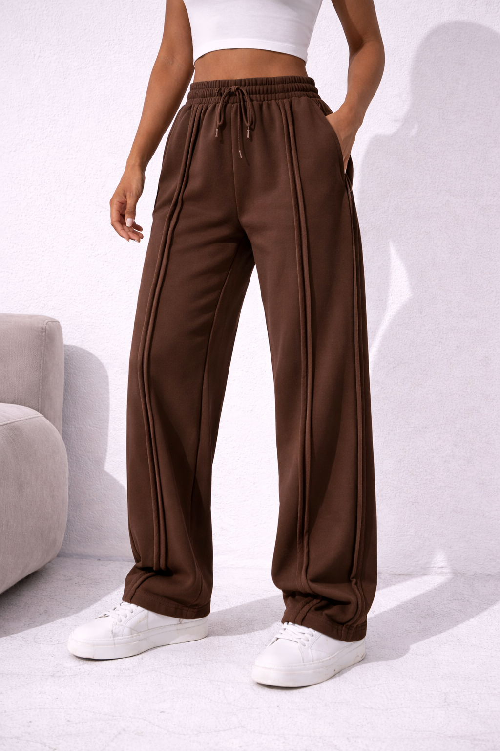 Women Brown Drift line Trouser