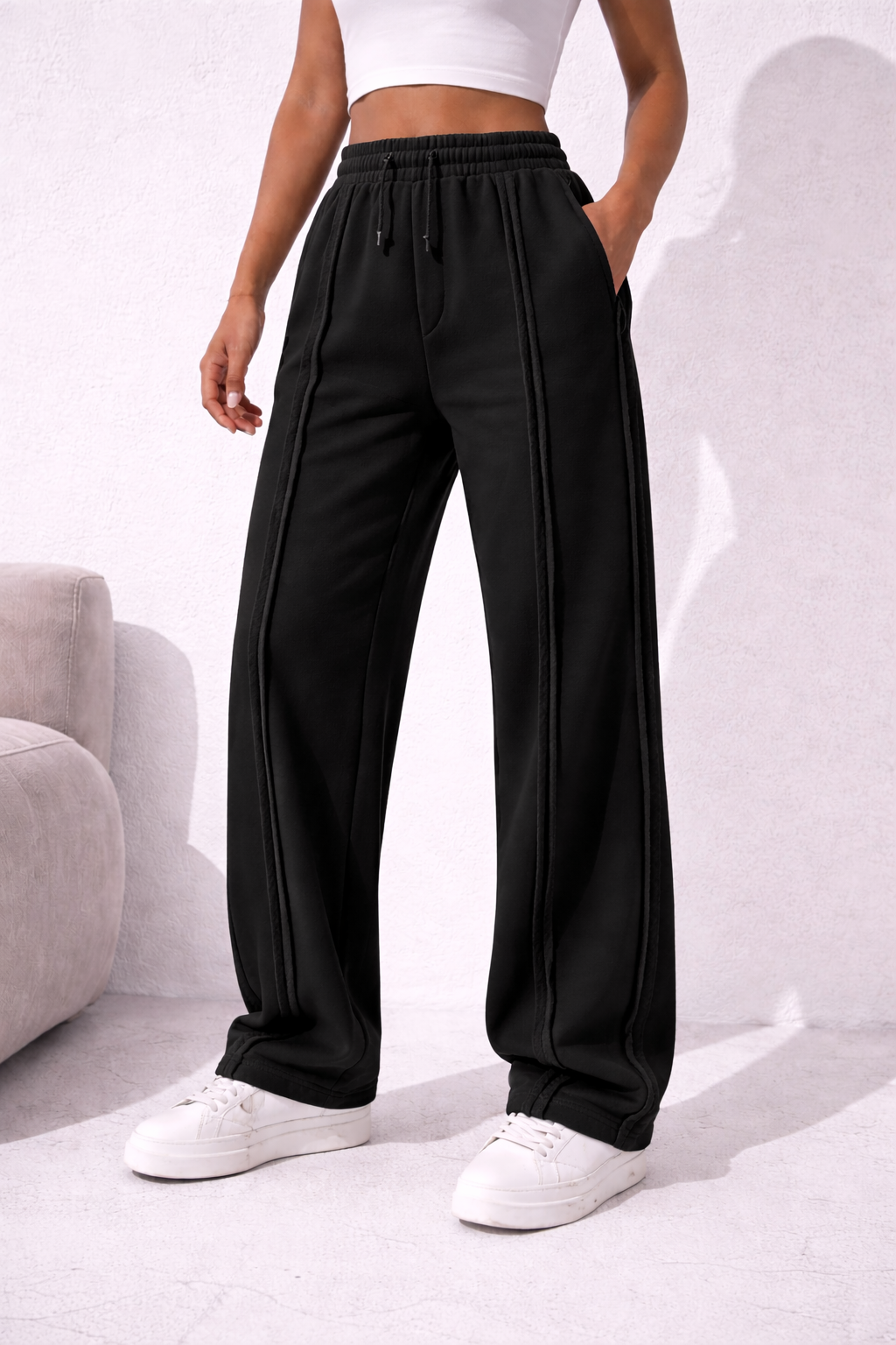 Women Black Drift line Trouser