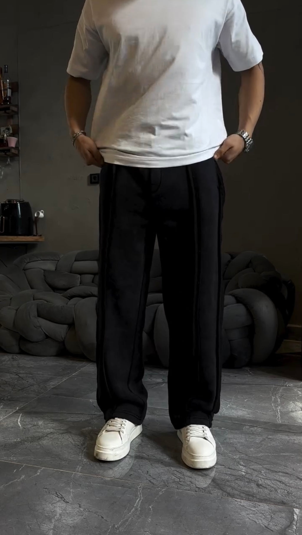 Black Drift Line Trouser