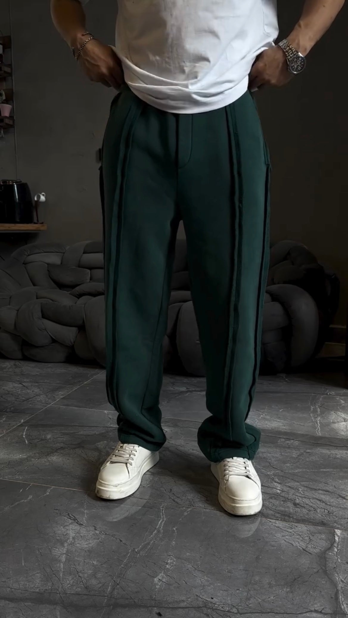 Green Drift Line Trouser