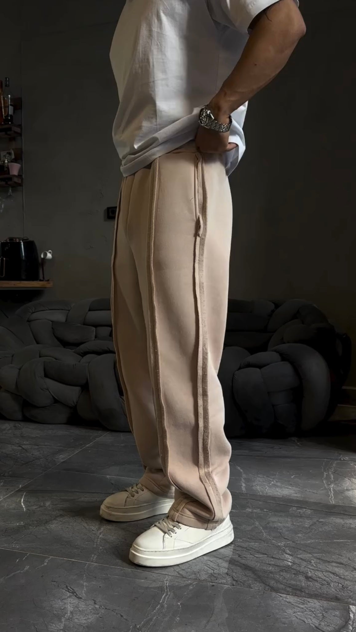 Beige Drift line Trouser