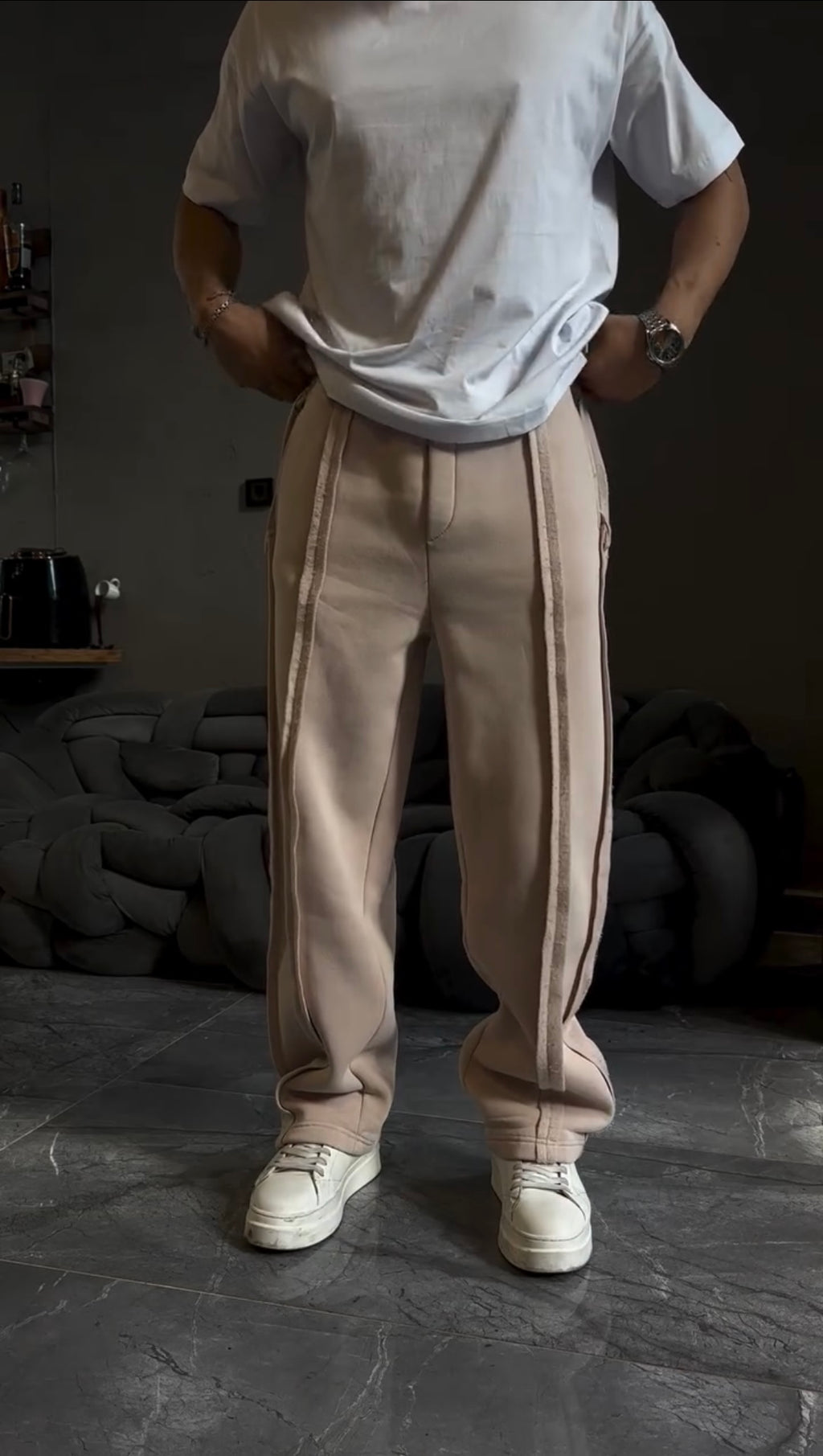 Beige Drift line Trouser