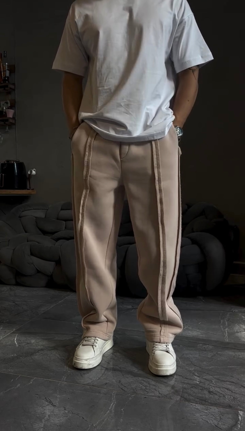 Beige Drift line Trouser