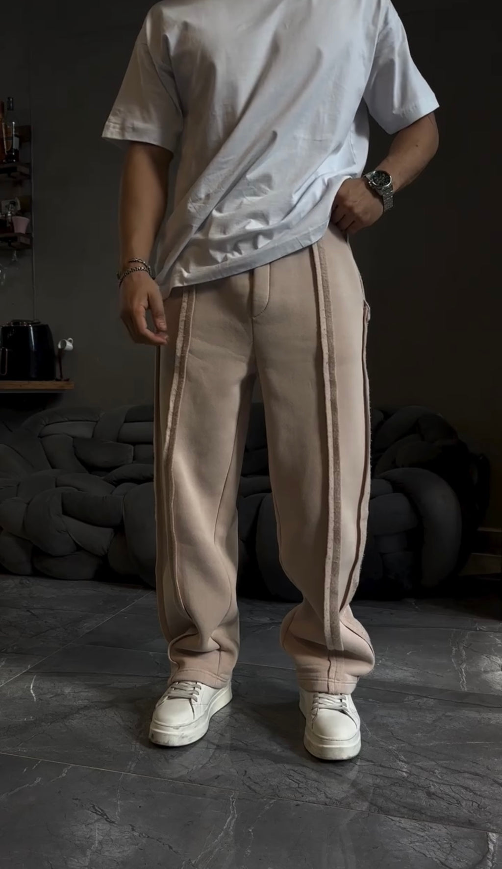 Beige Drift line Trouser