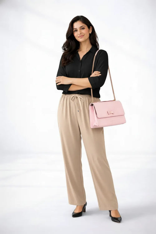 Black Shirt & Beige Pant Set